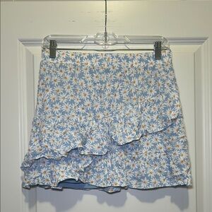 Art Class Orange and Blue Skater Mini Skirt